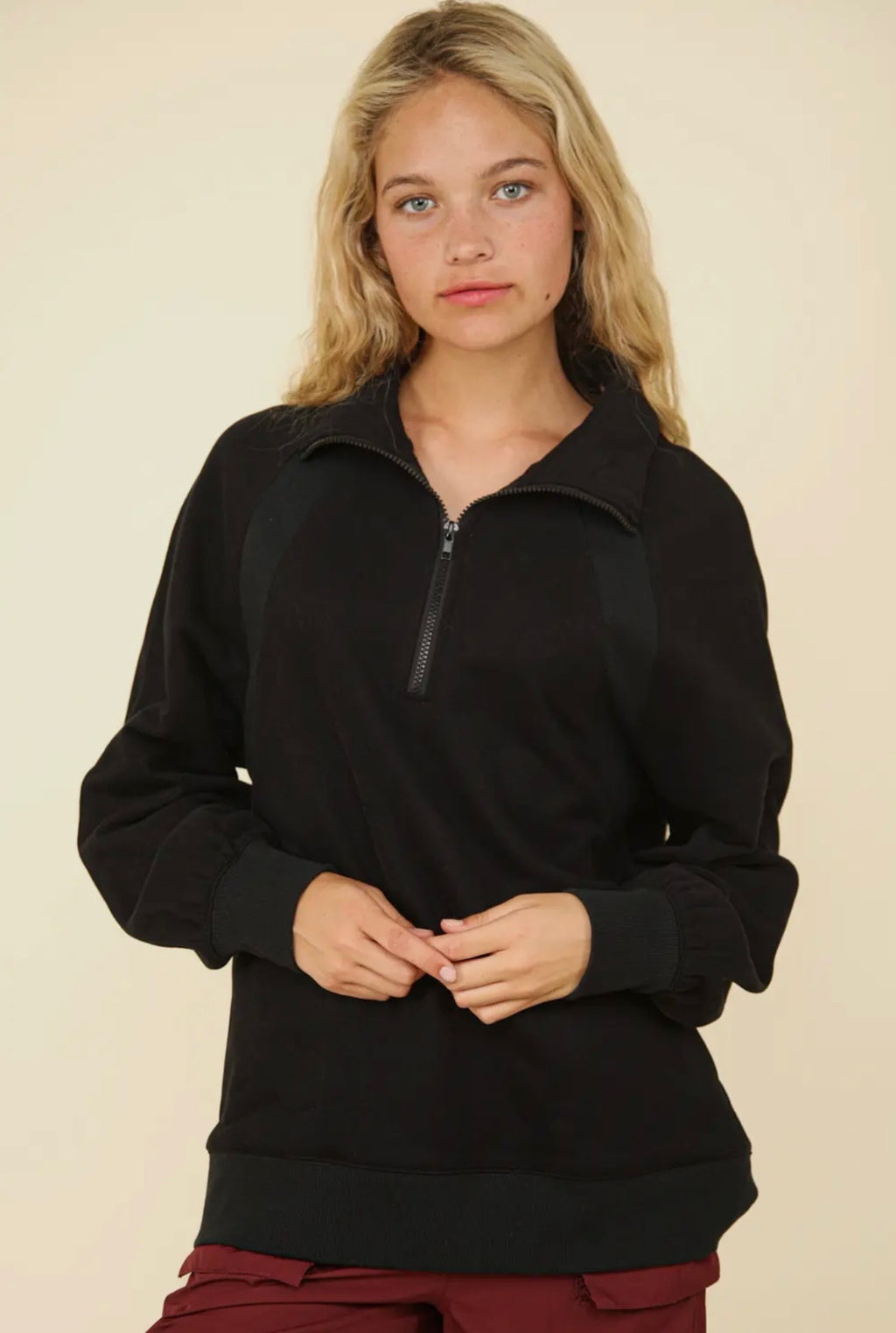 canyon quarter zip - black