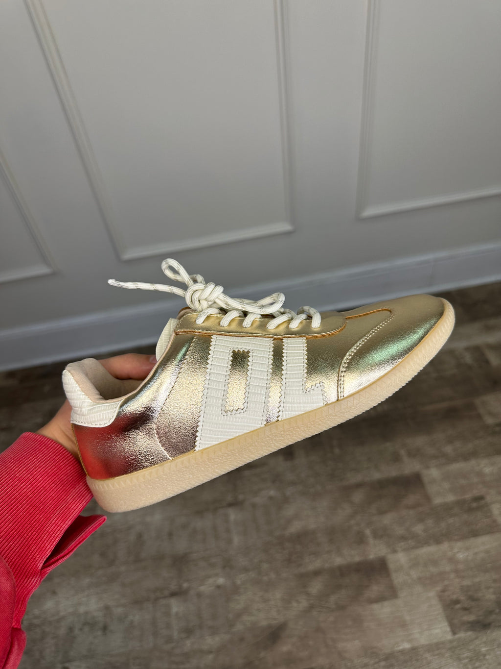 dirty laundry trackstar sneaker in metallic gold