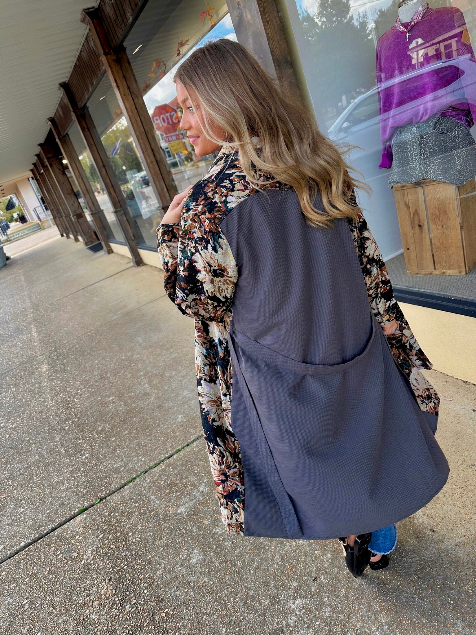 miller floral button down coat