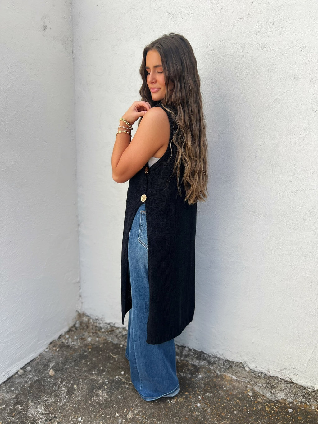 palmer longline sweater in black