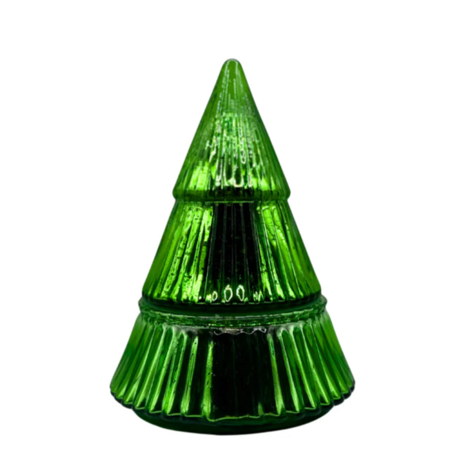 mistletoe & holly glass tree candle 9oz