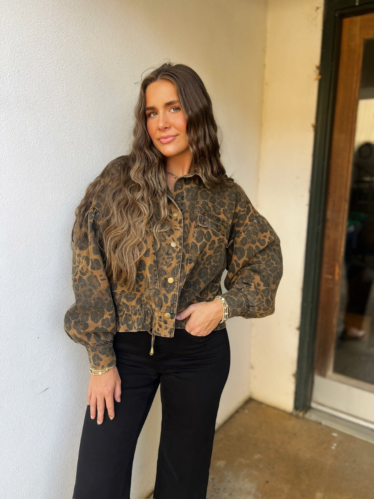 cheetah denim jacket
