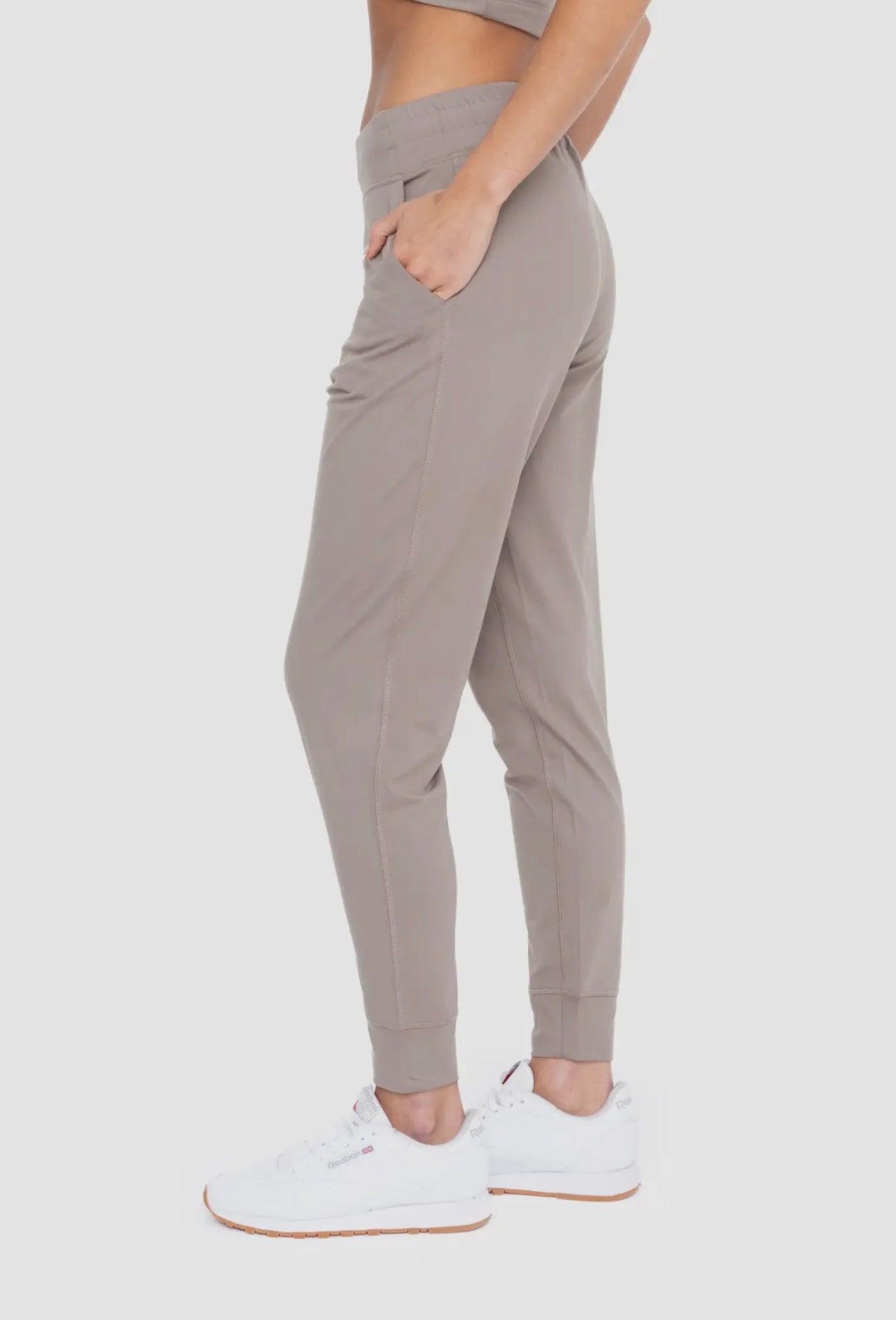 cuffed essential jogger - smokey taupe