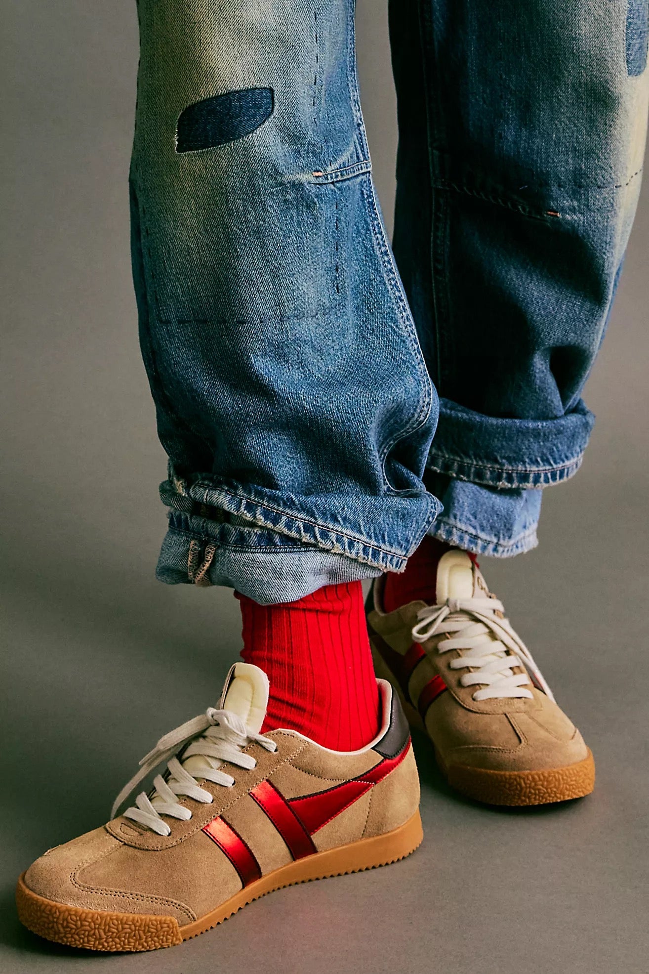 Gola glitz trainer in light caramel/red/dark brown