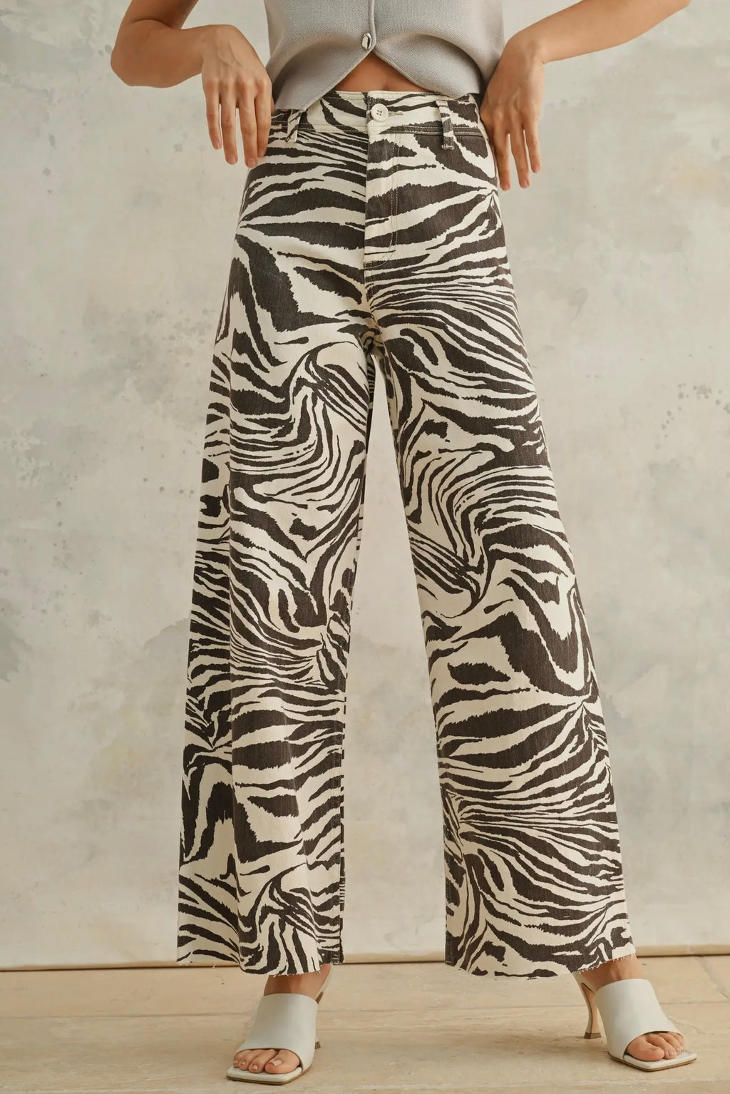 zebra wide leg jean