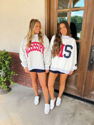 ms/mississippi reversible mock neck sweatshirt