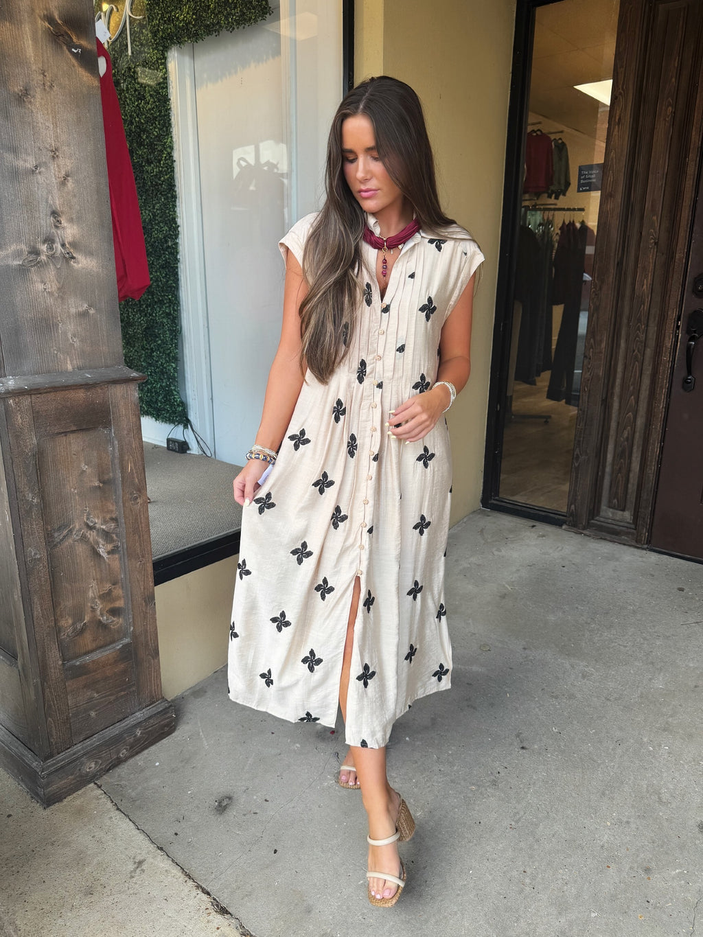 lettie midi dress in natural/black