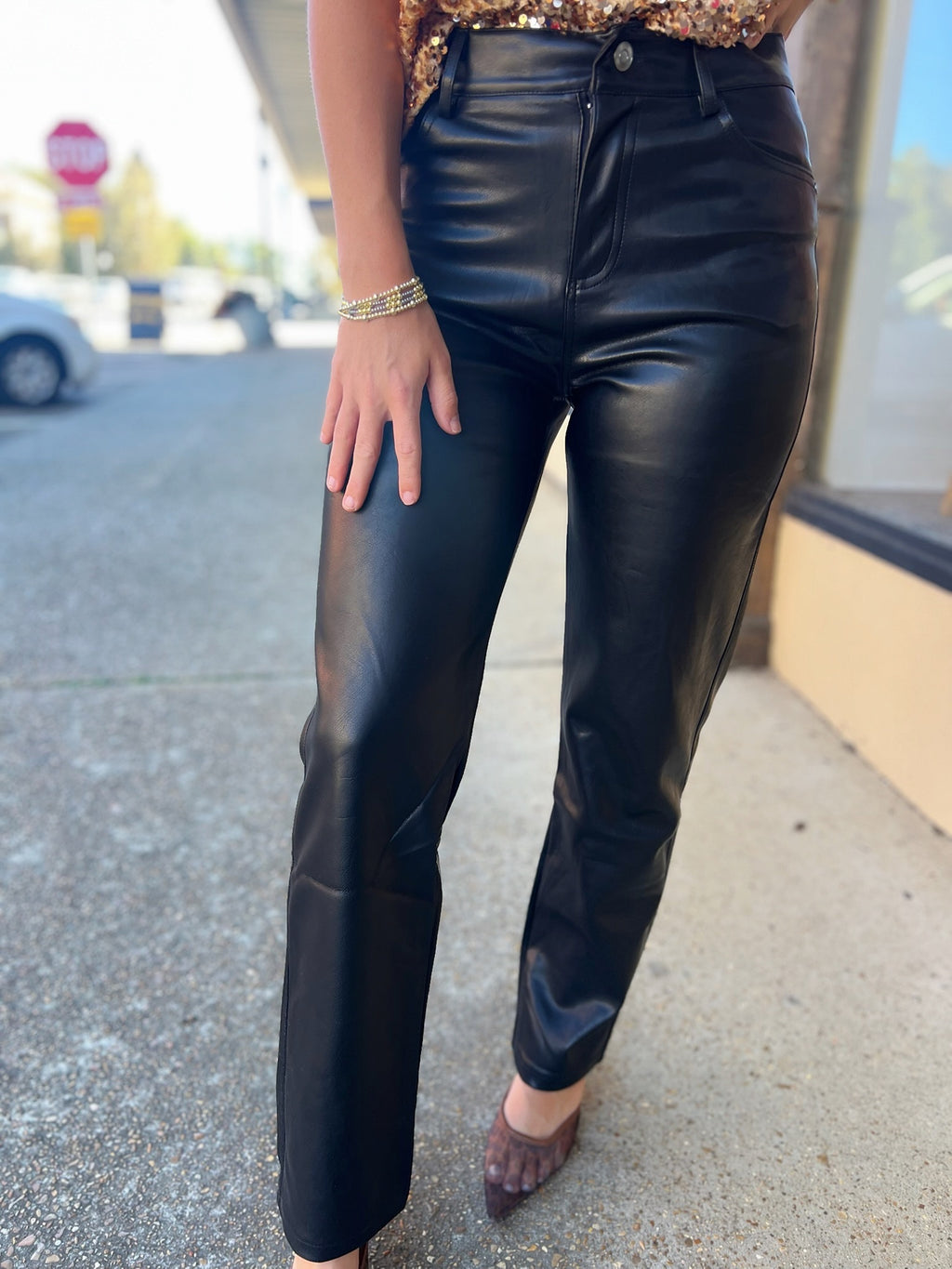 cali faux leather straight pants