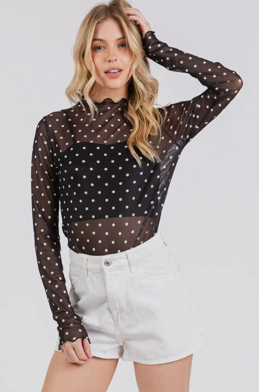 devin mesh top in black