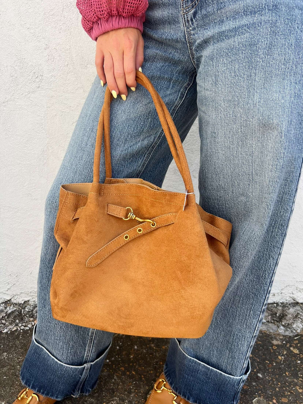 alora faux suede shoulder bag
