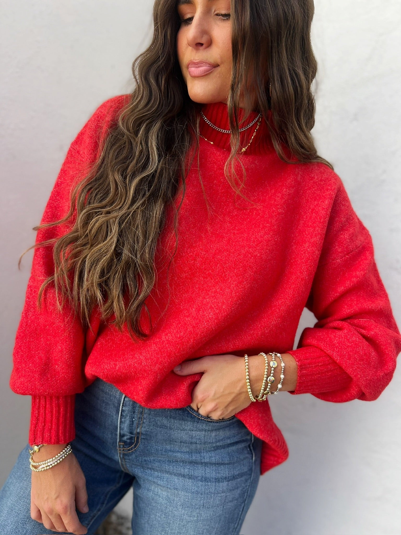 home for the holidays mock neck sweater