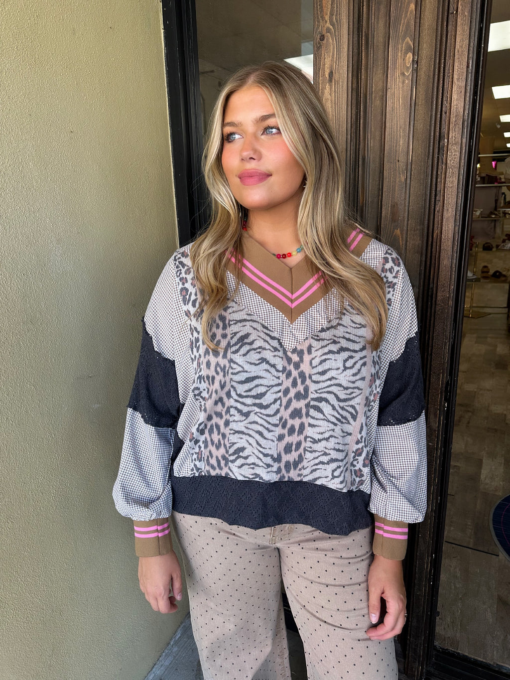 hudson contrast animal sweatshirt top