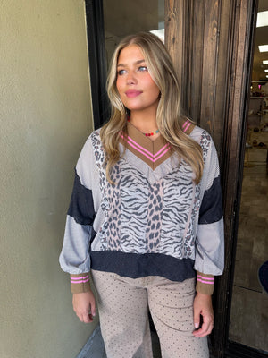 hudson contrast animal sweatshirt top