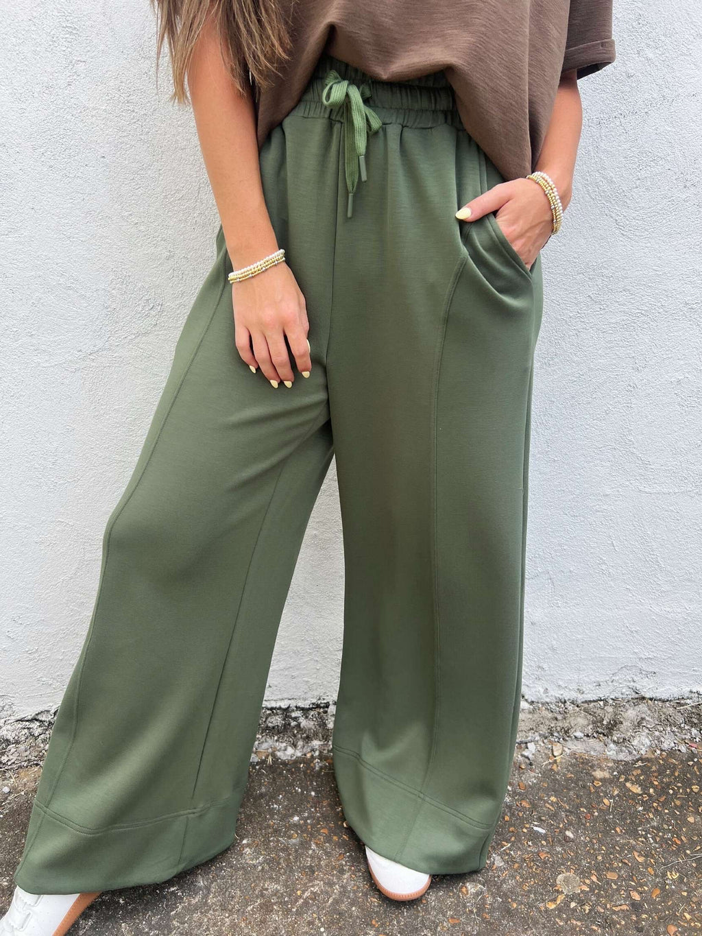ultimate comfy green wide leg pants