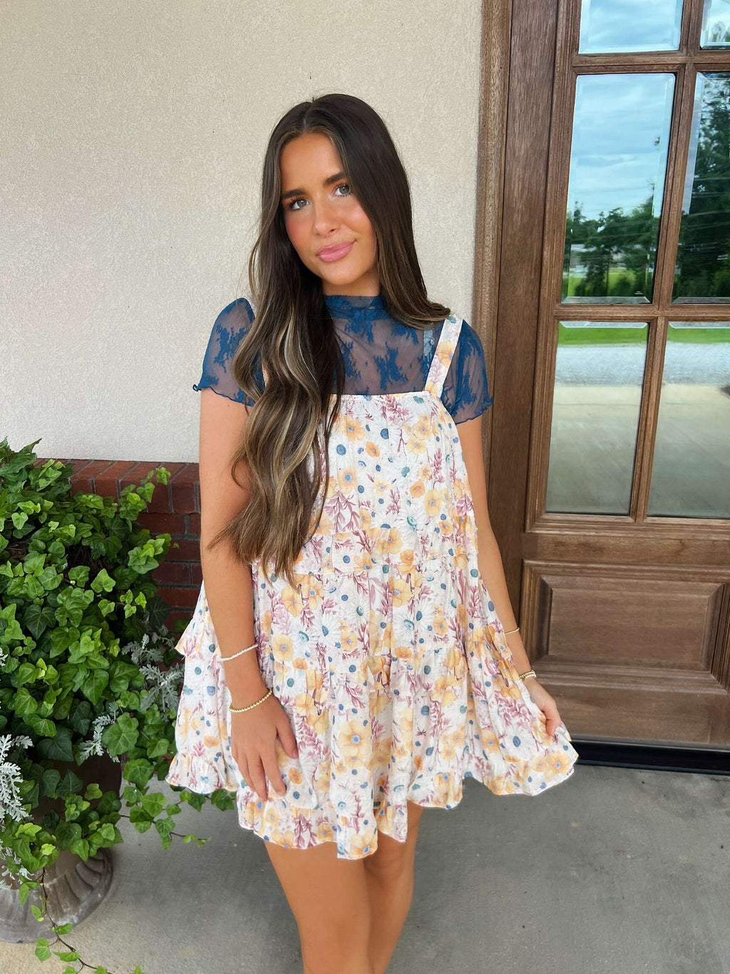 aspen lace top - teal