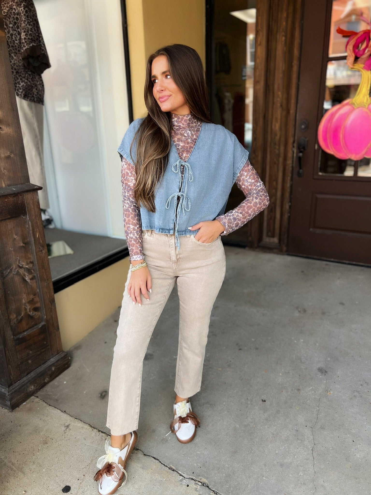 blair denim tie top
