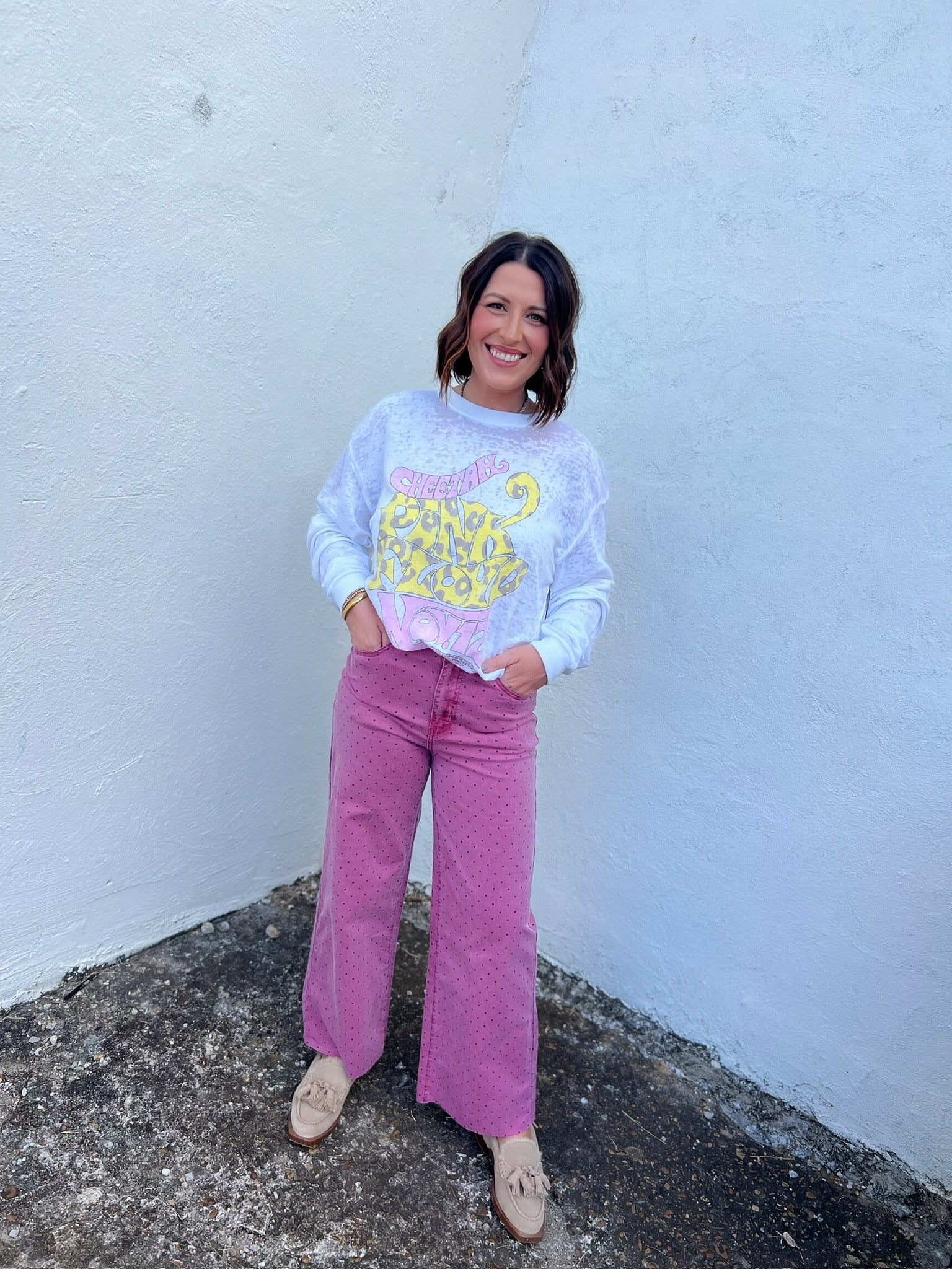 dylan polka dot jean in mulberry