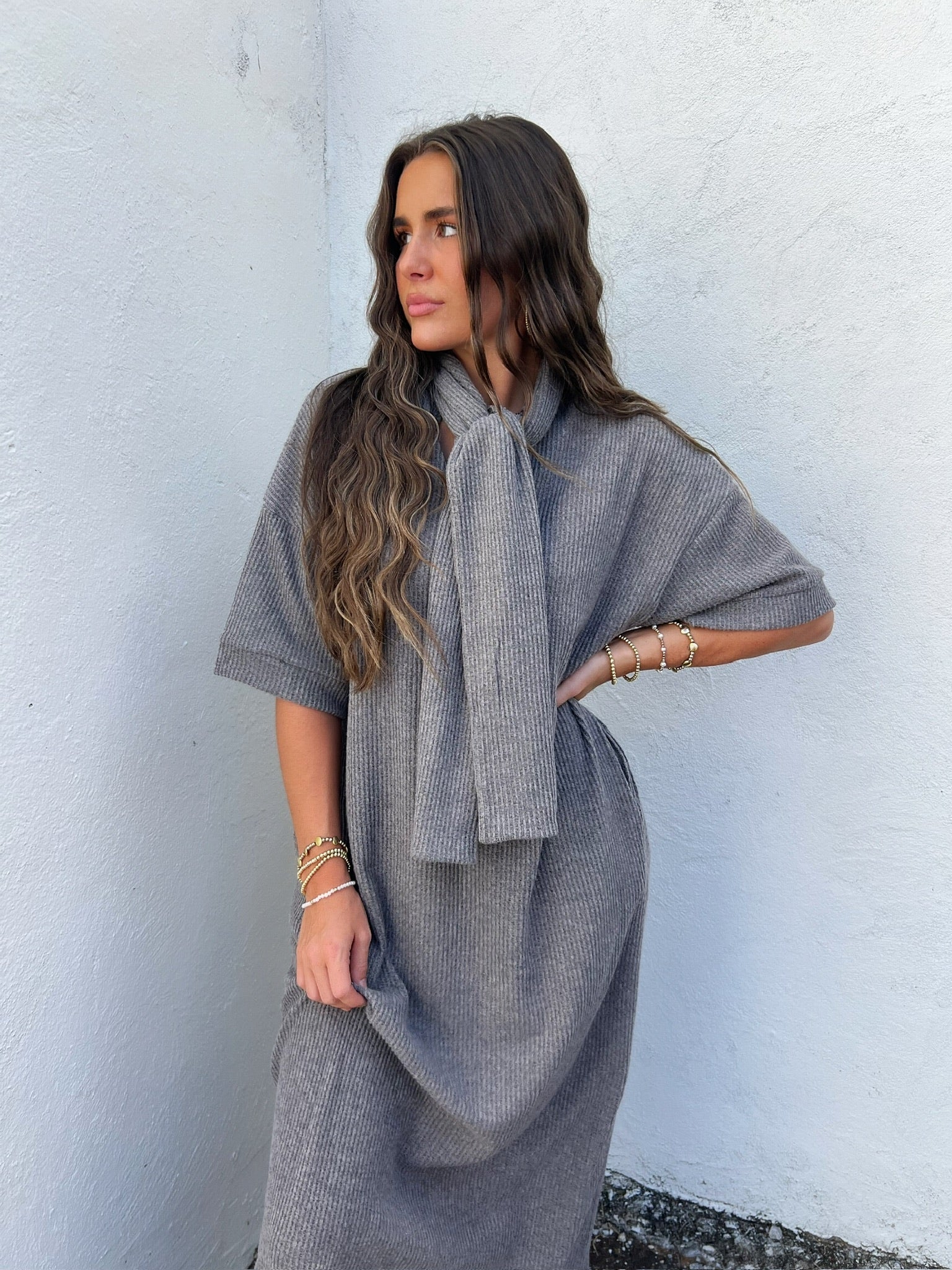 sammy ribbed maxi in heather grey