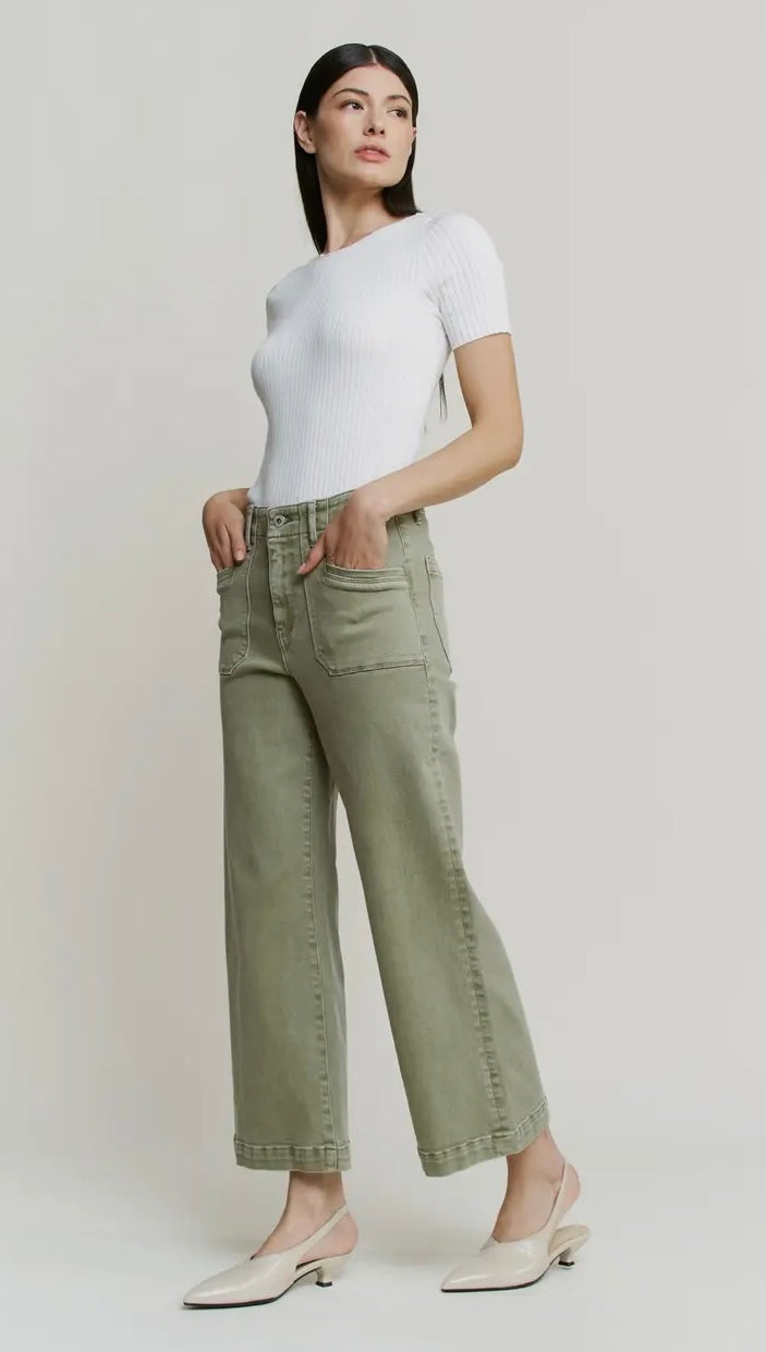 mica neely olive wide crop jean