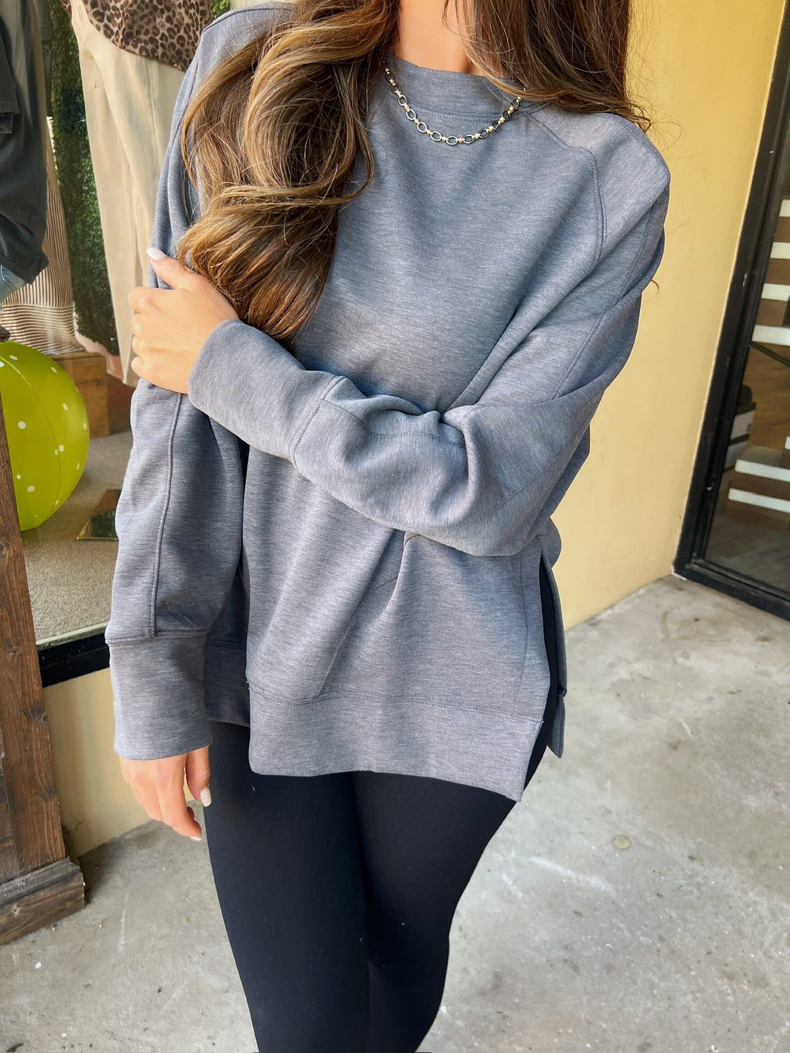 scuba pullover in charcoal