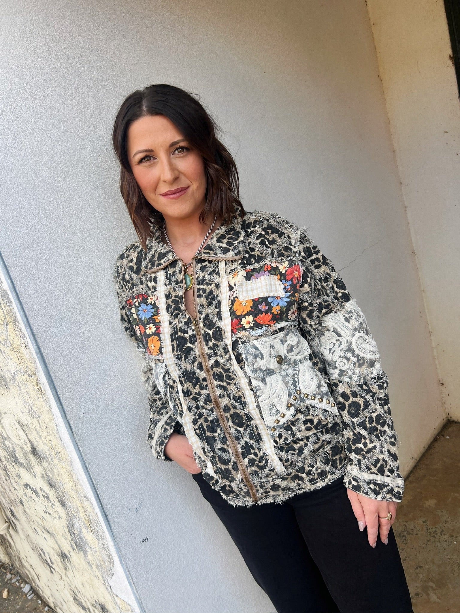 blake twill jacket in sand leopard