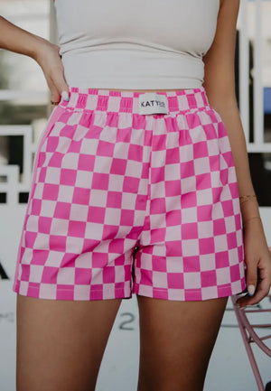 checkmate boxer short - hot pink combo