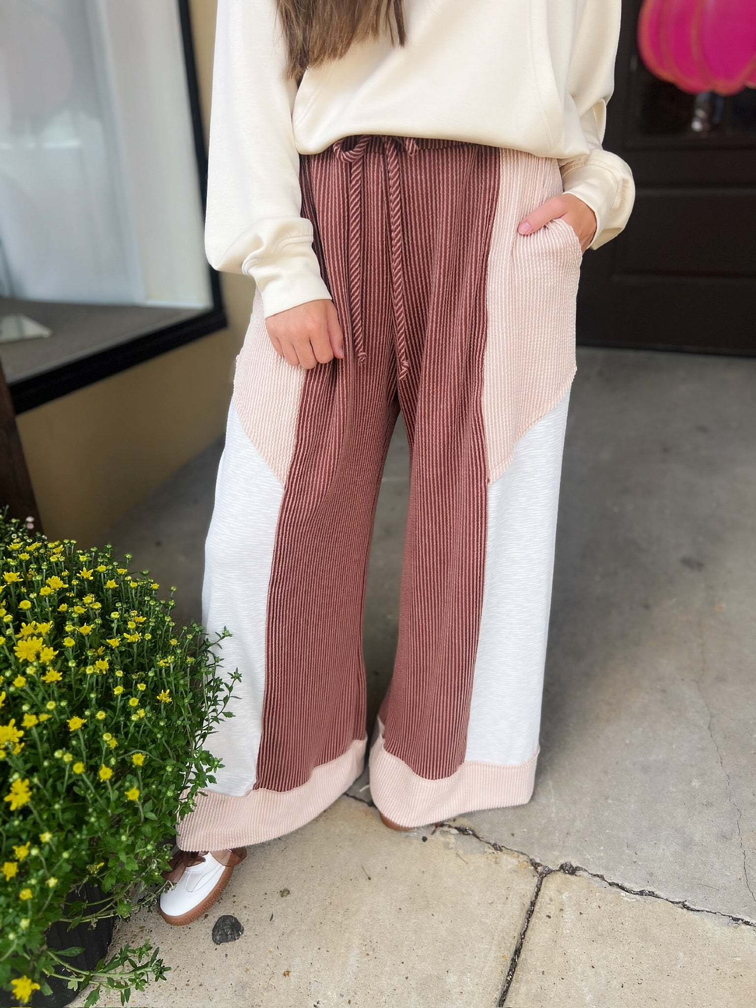 block it out wide ribbed pants