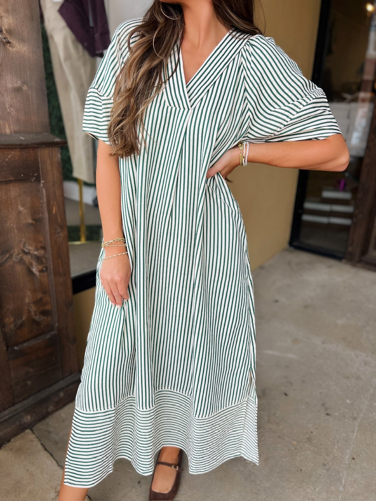carter hunter striped midi dress