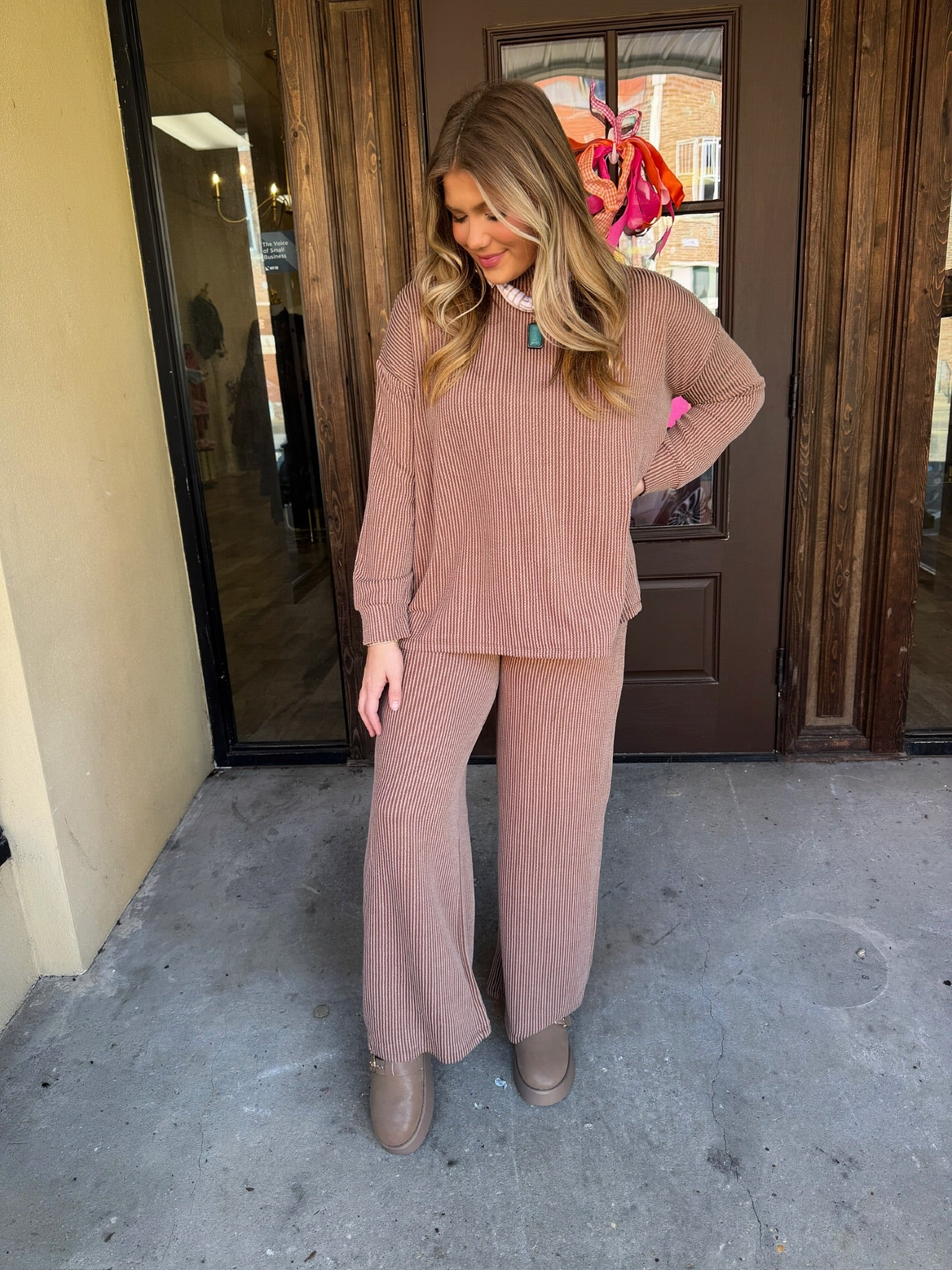 ribbed + ready mock neck set