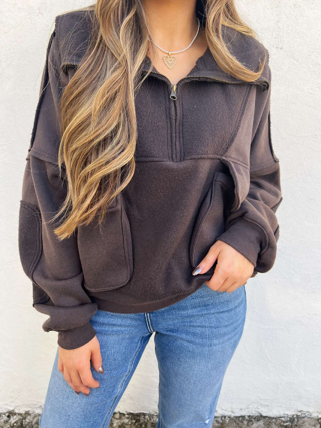 rusty quarter zip pullover