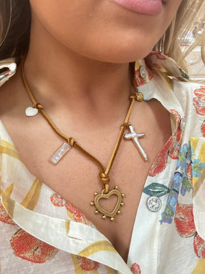 amaya leather charm necklace